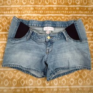 Denim Maternity Women's Shorts with Black Accents
